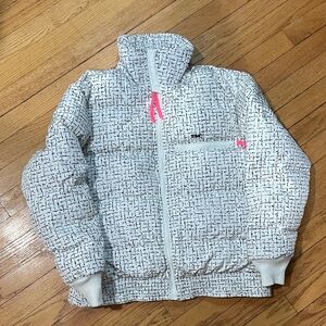 Serac Vintage Ski Jacket Reversible, Down, White/ Black/ Neon Pink, Retro. Sz. 8